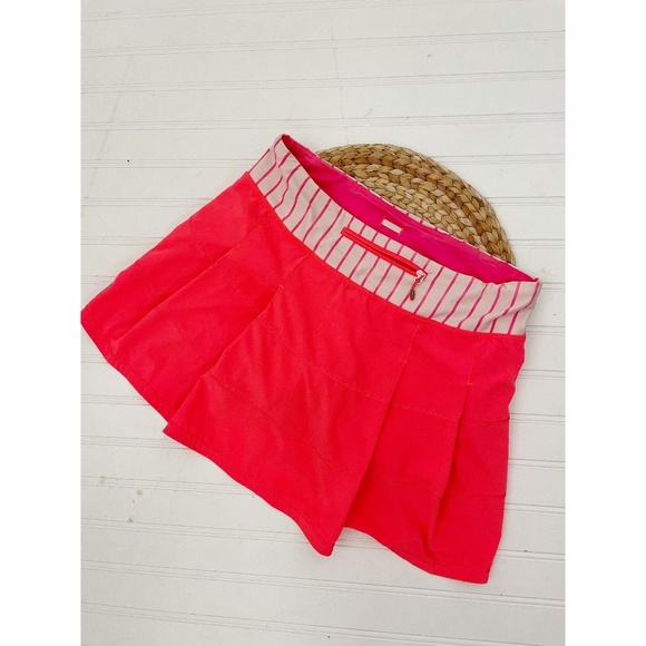 Lululemon Pace Rival Skirt Skort II Electric Coral/Quiet Stripe RARE 6 - Picture 2 of 7